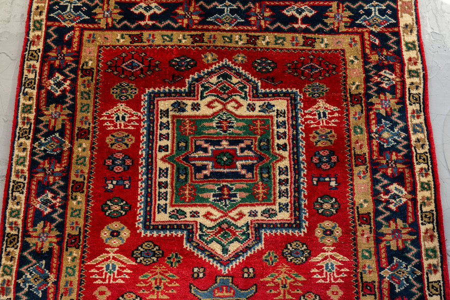 インド産 1990年代 インド絨毯】手織り絨毯-アンティークラグ-オールド