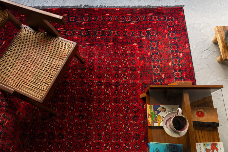 ヴィンテージラグ トライバルラグ トルクメン族 （203×126）赤 黒 茶