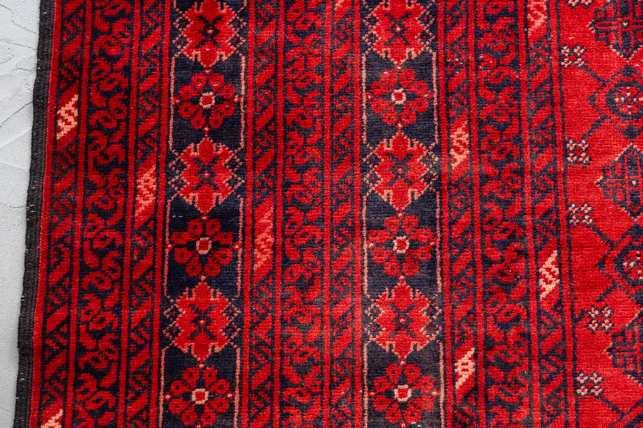 アフガニスタン産 1980年代 トルクメンラグ】トライバルラグ-手織り