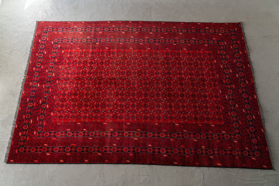 アフガニスタン産 1980年代 トルクメンラグ】トライバルラグ-手織り