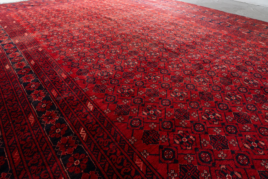 アフガニスタン産 1980年代 トルクメンラグ】トライバルラグ-手織り