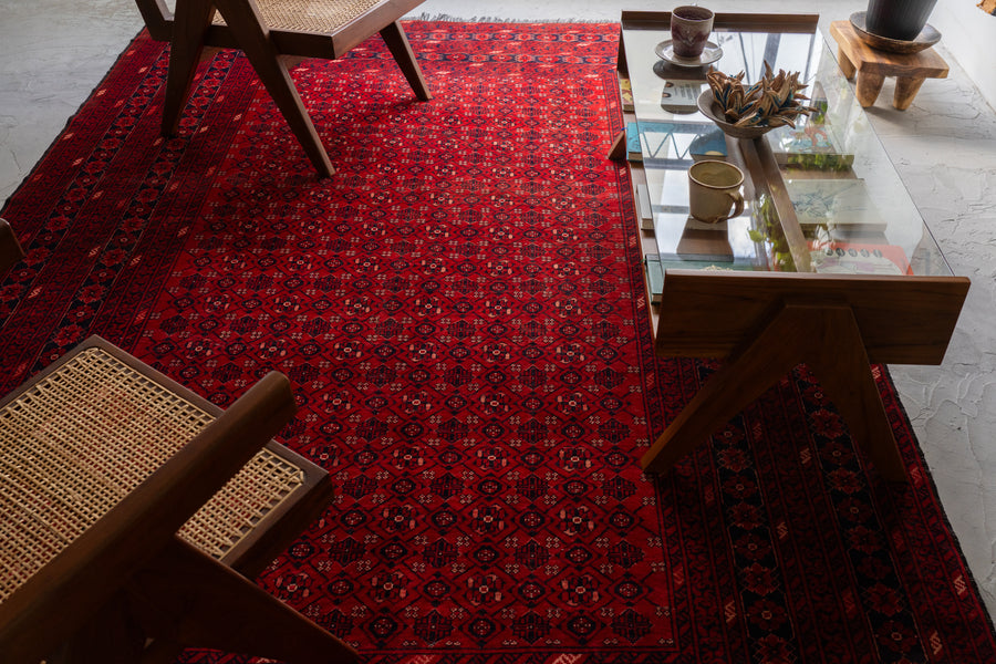 大型ヴィンテージラグ　トライバルラグ　アフガニスタン産（294×209cm）赤 大型ヴィンテージラグ トライバルラグ アフガニスタン産（294×209cm）赤