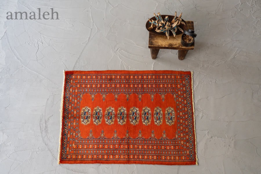 パキスタン産 1980年代 パキスタンラグ】手織り絨毯-アンティークラグ