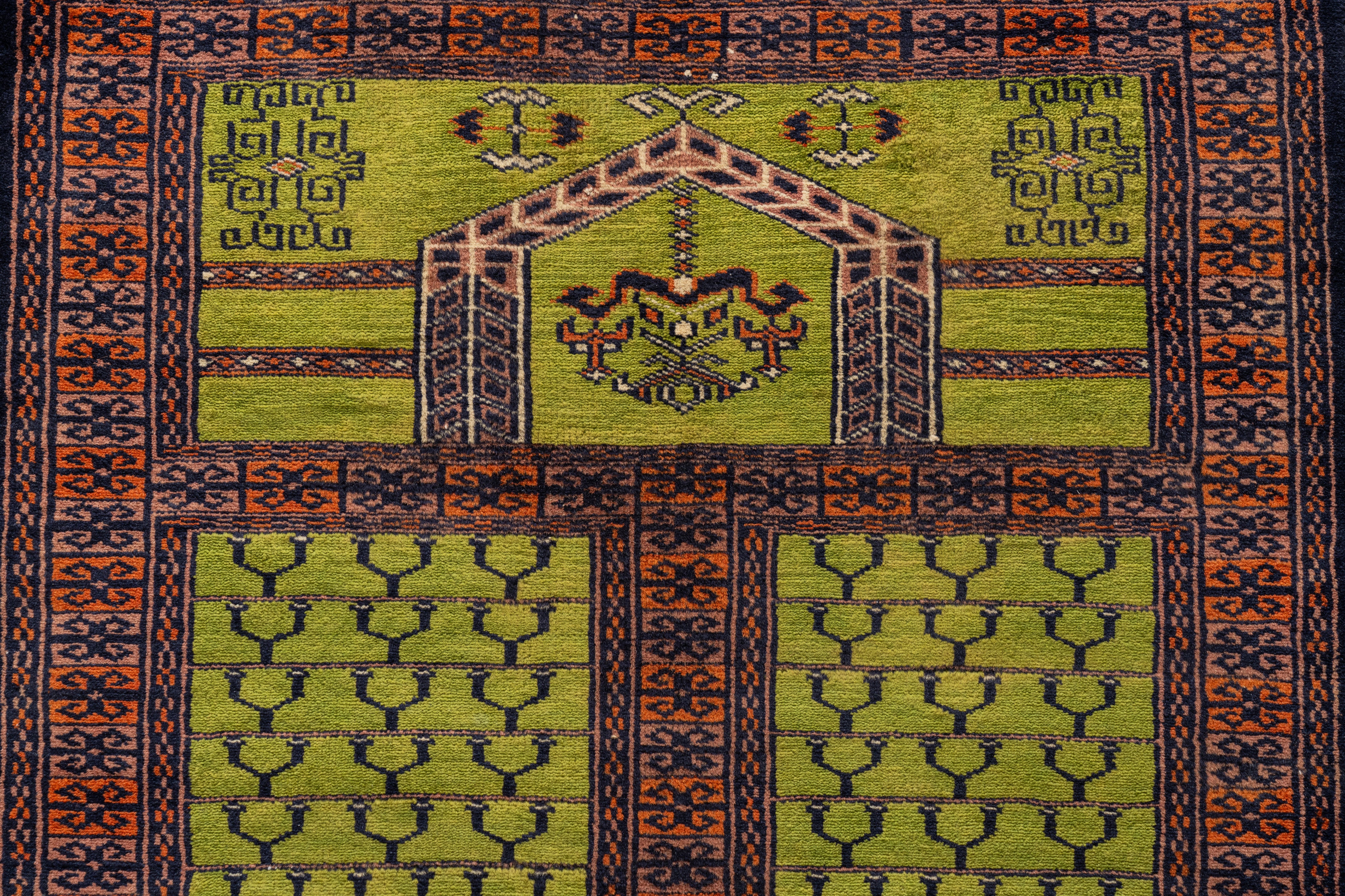 パキスタン産 1980年代 パキスタンラグ】手織り絨毯-アンティークラグ