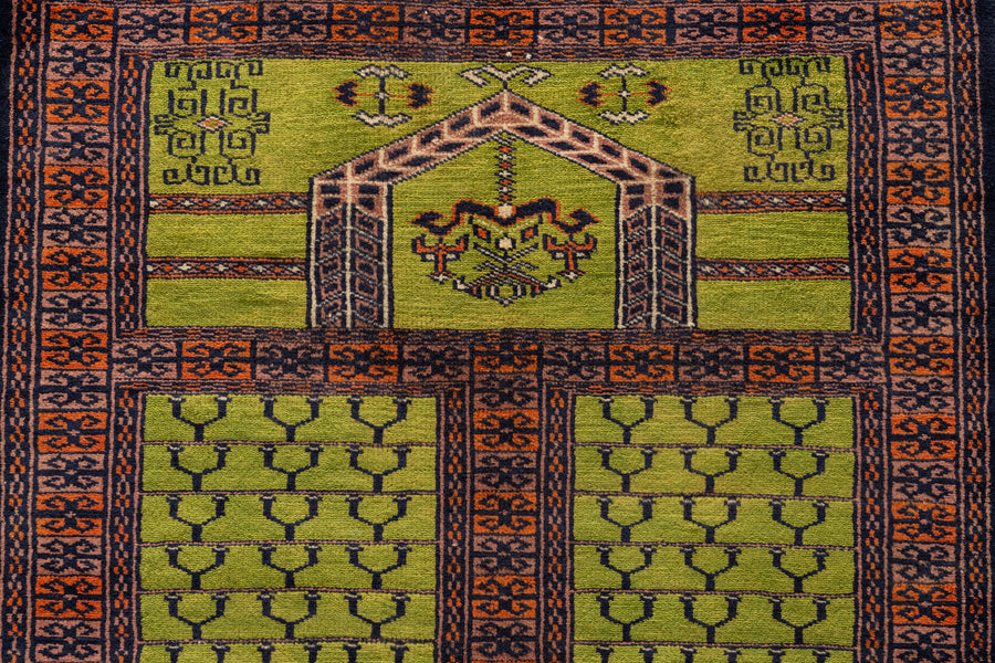 パキスタン産 1980年代 パキスタンラグ】手織り絨毯-アンティークラグ