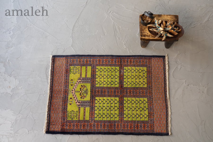 パキスタン産 1980年代 パキスタンラグ】手織り絨毯-アンティークラグ