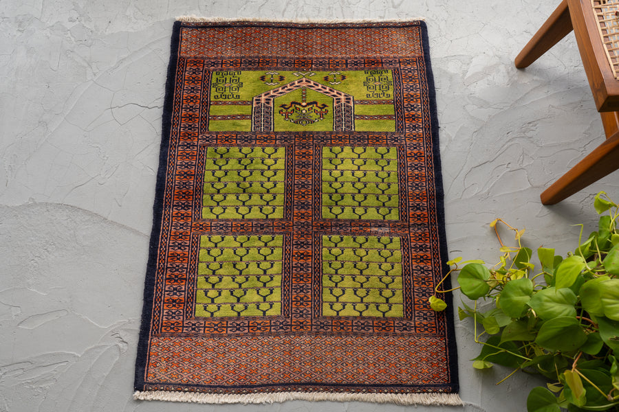 パキスタン産 1980年代 パキスタンラグ】手織り絨毯-アンティークラグ