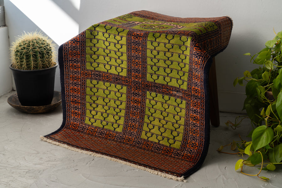 パキスタン産 1980年代 パキスタンラグ】手織り絨毯-アンティークラグ