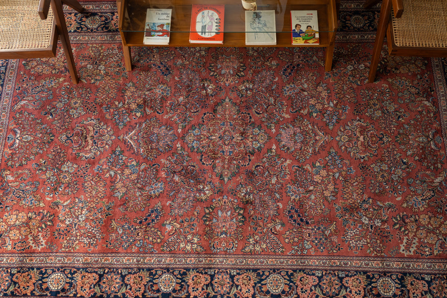 インド産 1990年代 ギャッベ】手織り絨毯-アンティークラグ-オールド