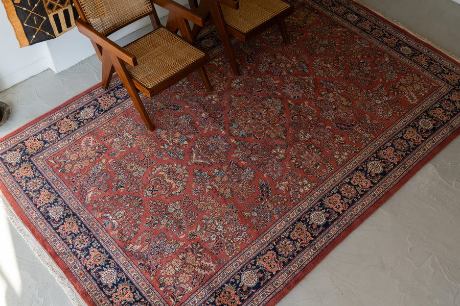 インド産 1990年代 ギャッベ】手織り絨毯-アンティークラグ-オールド