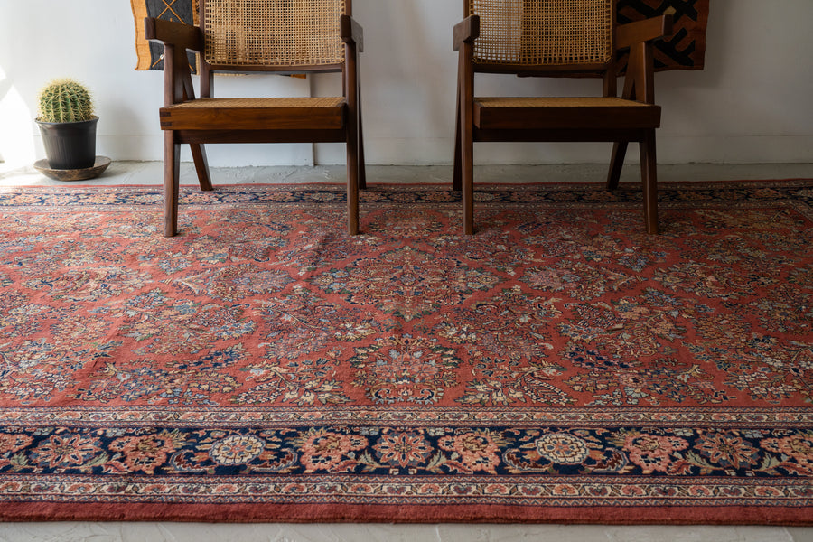 インド産 1990年代 ギャッベ】手織り絨毯-アンティークラグ-オールド