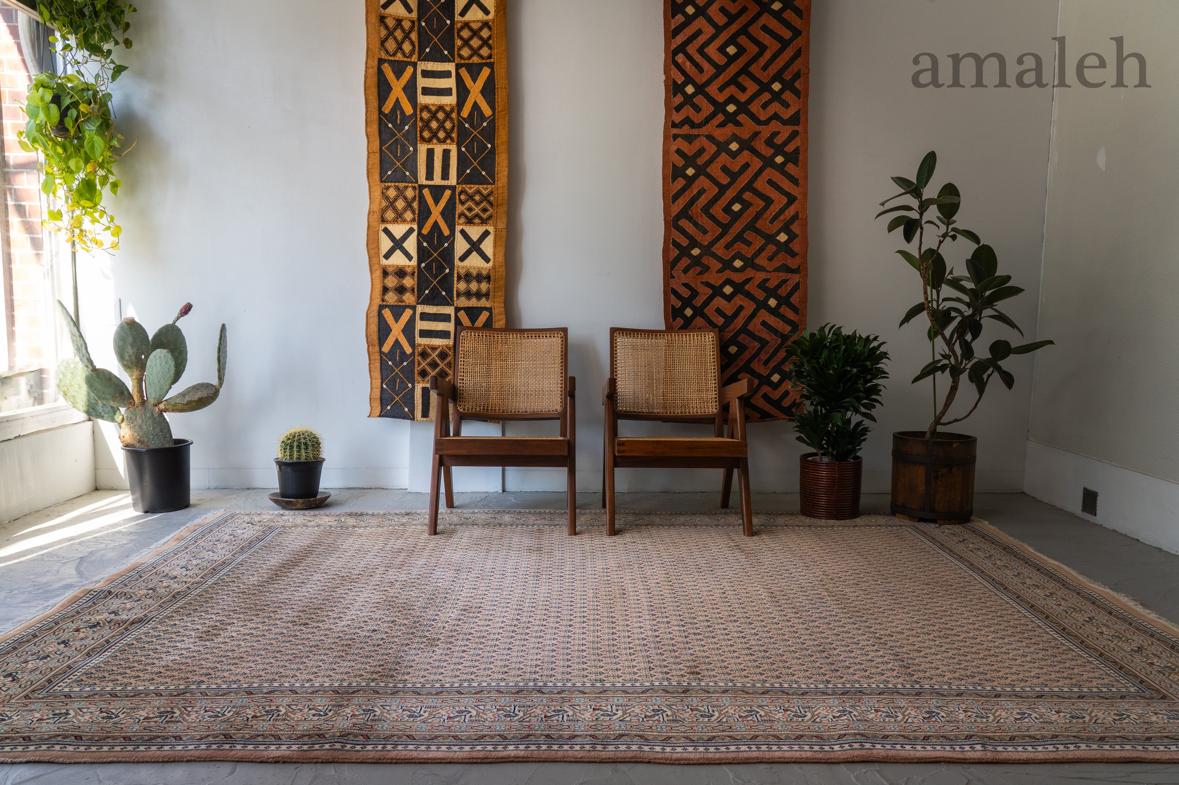 インド産 1990年代 ギャッベ】手織り絨毯-アンティークラグ-オールド