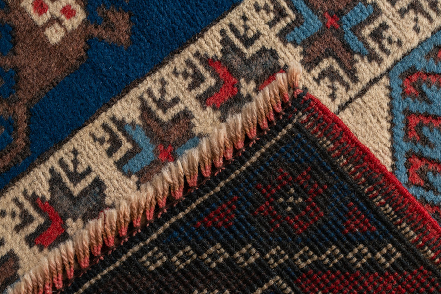 トルコ産 1980年代 トルコラグ】手織り絨毯-アンティークラグ-オールド