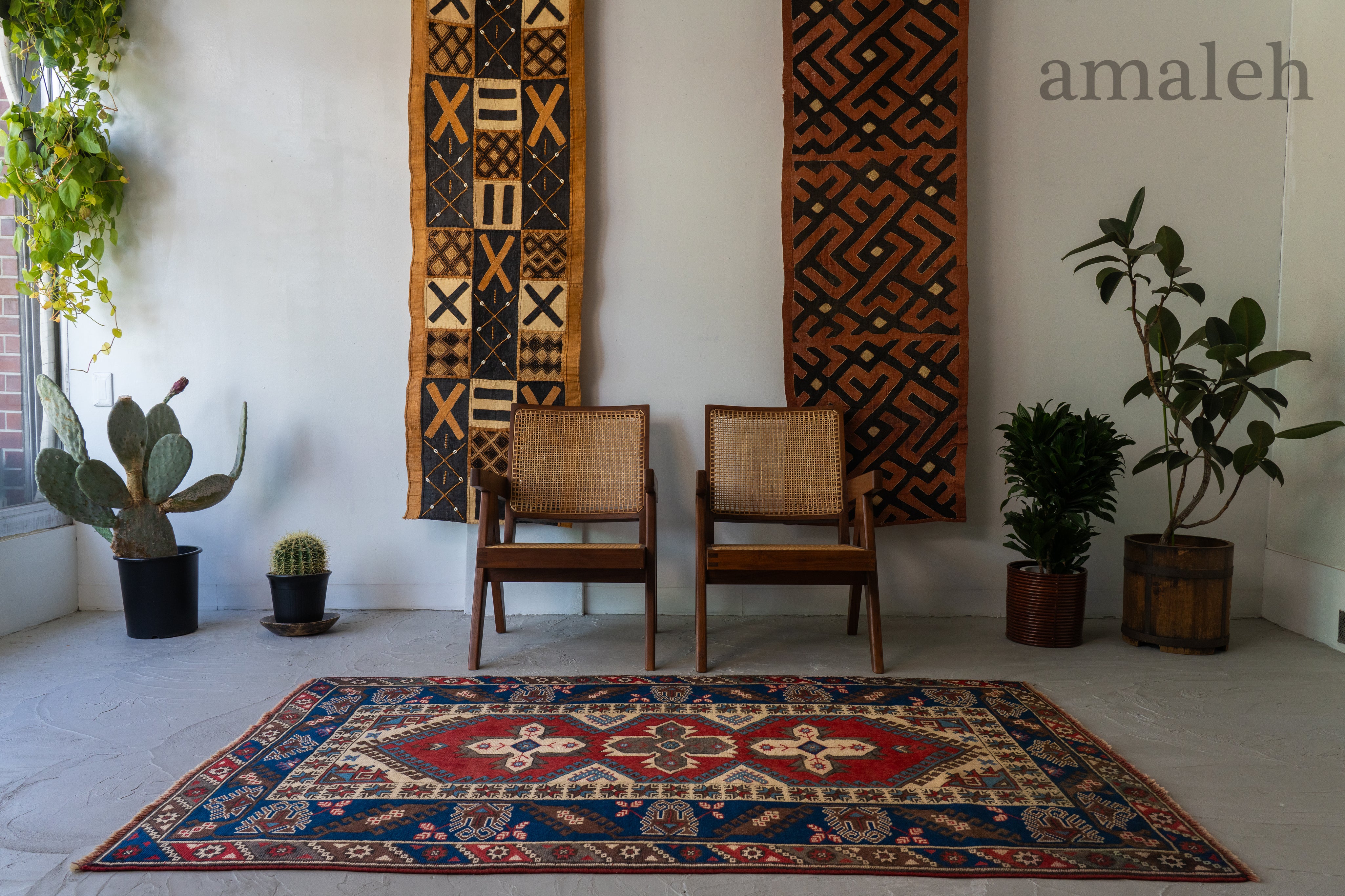 トルコ産 1980年代 トルコラグ】手織り絨毯-アンティークラグ-オールド