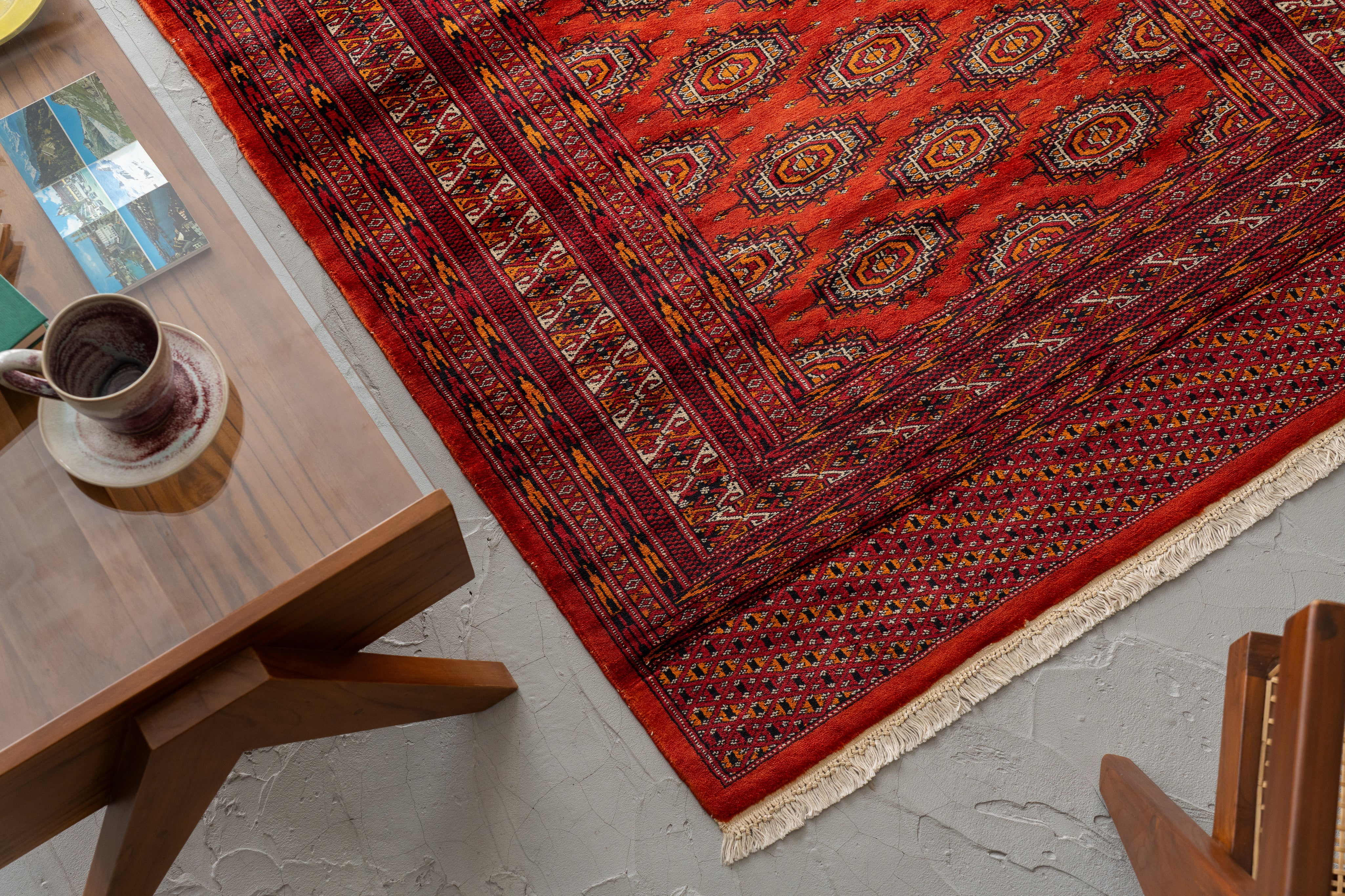 パキスタン産 1980年代 パキスタンラグ】手織り絨毯-アンティークラグ