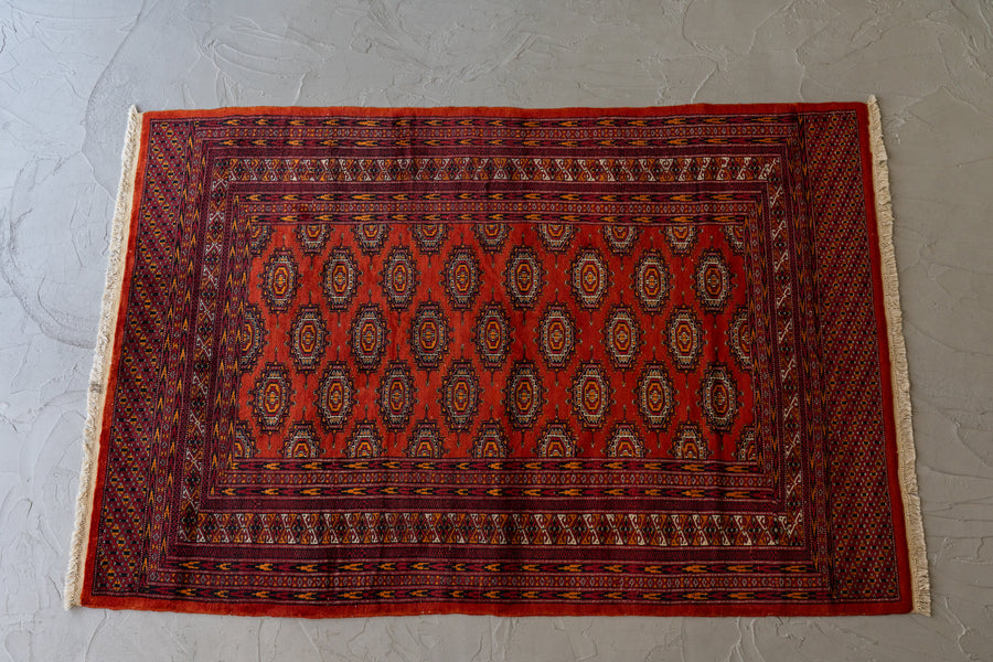 パキスタン産 1980年代 パキスタンラグ】手織り絨毯-アンティークラグ