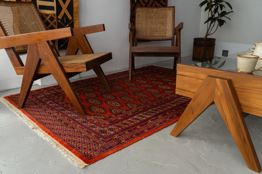 パキスタン産 1980年代 パキスタンラグ】手織り絨毯-アンティークラグ