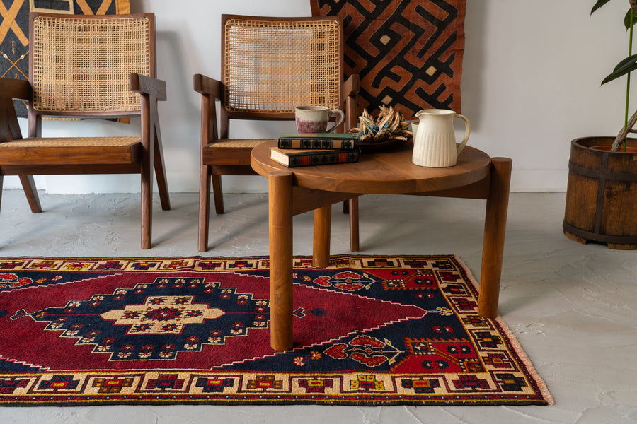 トルコ産 1980年代 トルコラグ】手織り絨毯-アンティークラグ-オールド