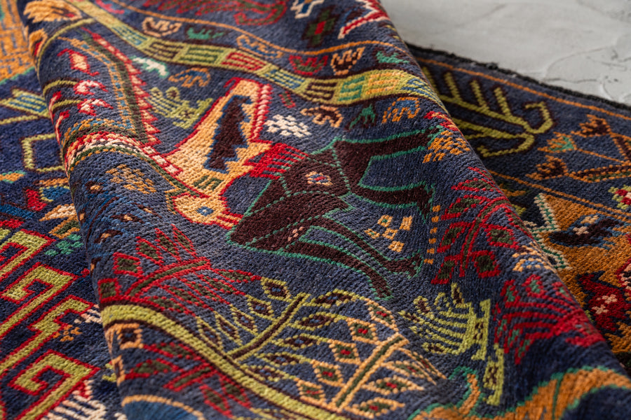 アフガニスタン産 1990年代 バルーチラグ】トライバルラグ-手織り絨毯