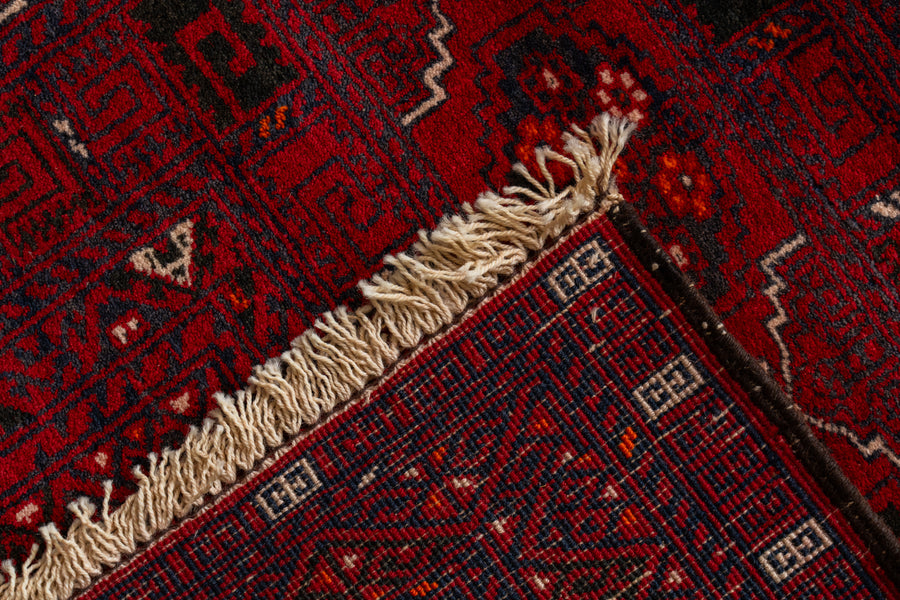 アフガニスタン産 1980年代 トルクメンラグ】トライバルラグ-手織り