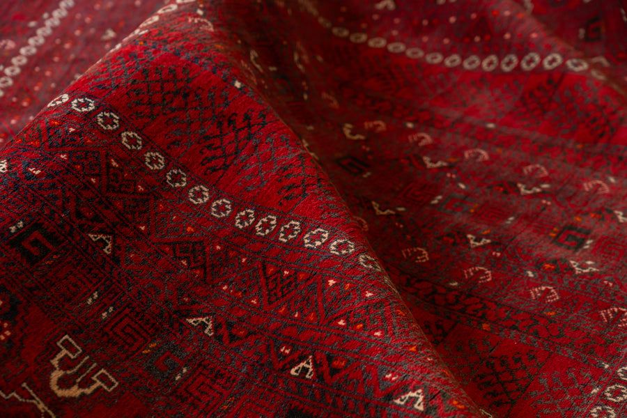 アフガニスタン産 1980年代 トルクメンラグ】トライバルラグ-手織り