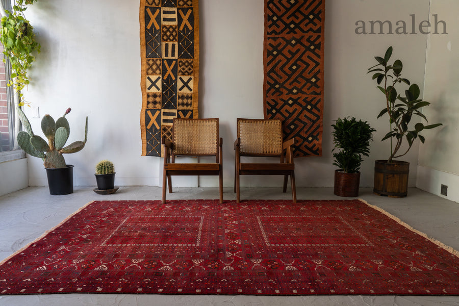 ヴィンテージラグ　トライバルラグ　トルクメン アフガニスタン産 1980年代 トルクメンラグ】トライバルラグ-手織り