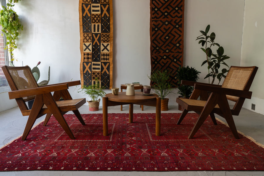 アフガニスタン産 1980年代 トルクメンラグ】トライバルラグ-手織り