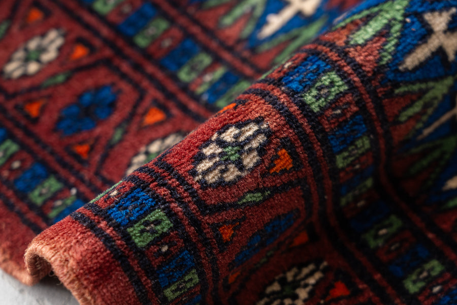 パキスタン産 1980年代 パキスタンラグ】手織り絨毯-アンティークラグ