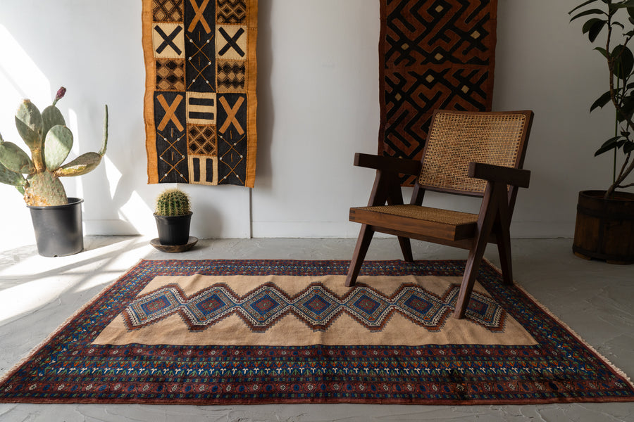 パキスタン産 1980年代 パキスタンラグ】手織り絨毯-アンティークラグ