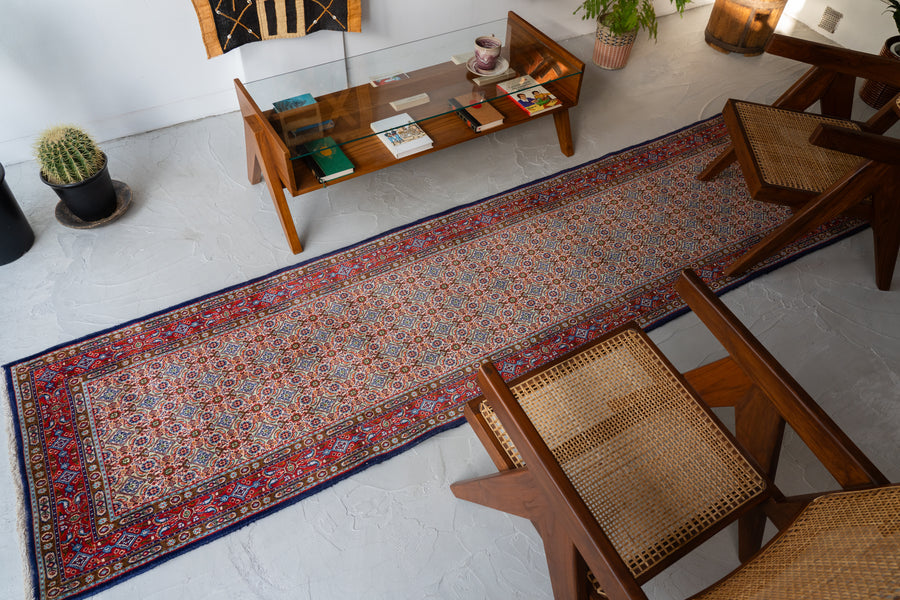 イラン産 1980年代 ペルシャ絨毯】手織り絨毯-アンティークラグ