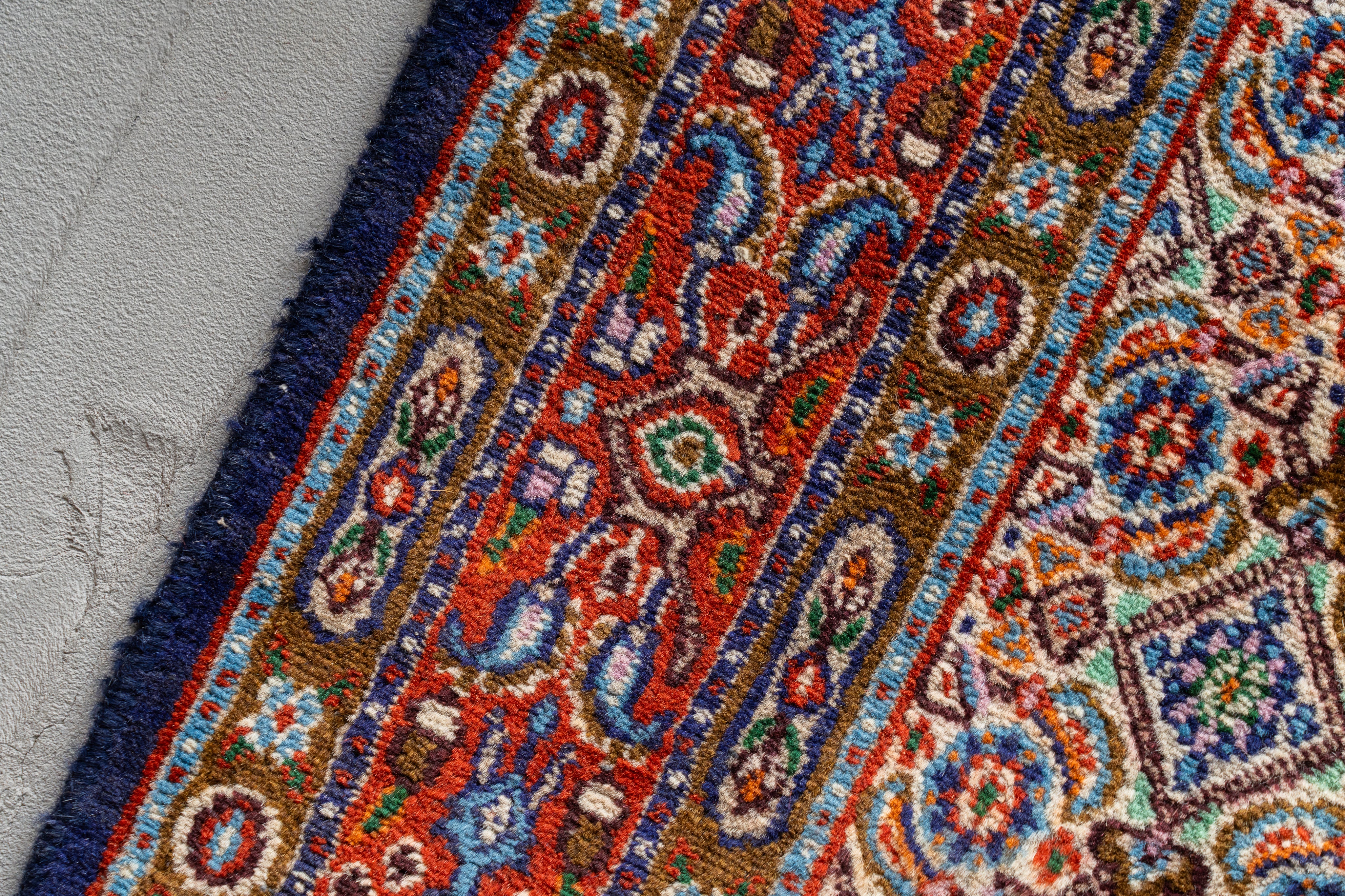 イラン産 1980年代 ペルシャ絨毯】手織り絨毯-アンティークラグ