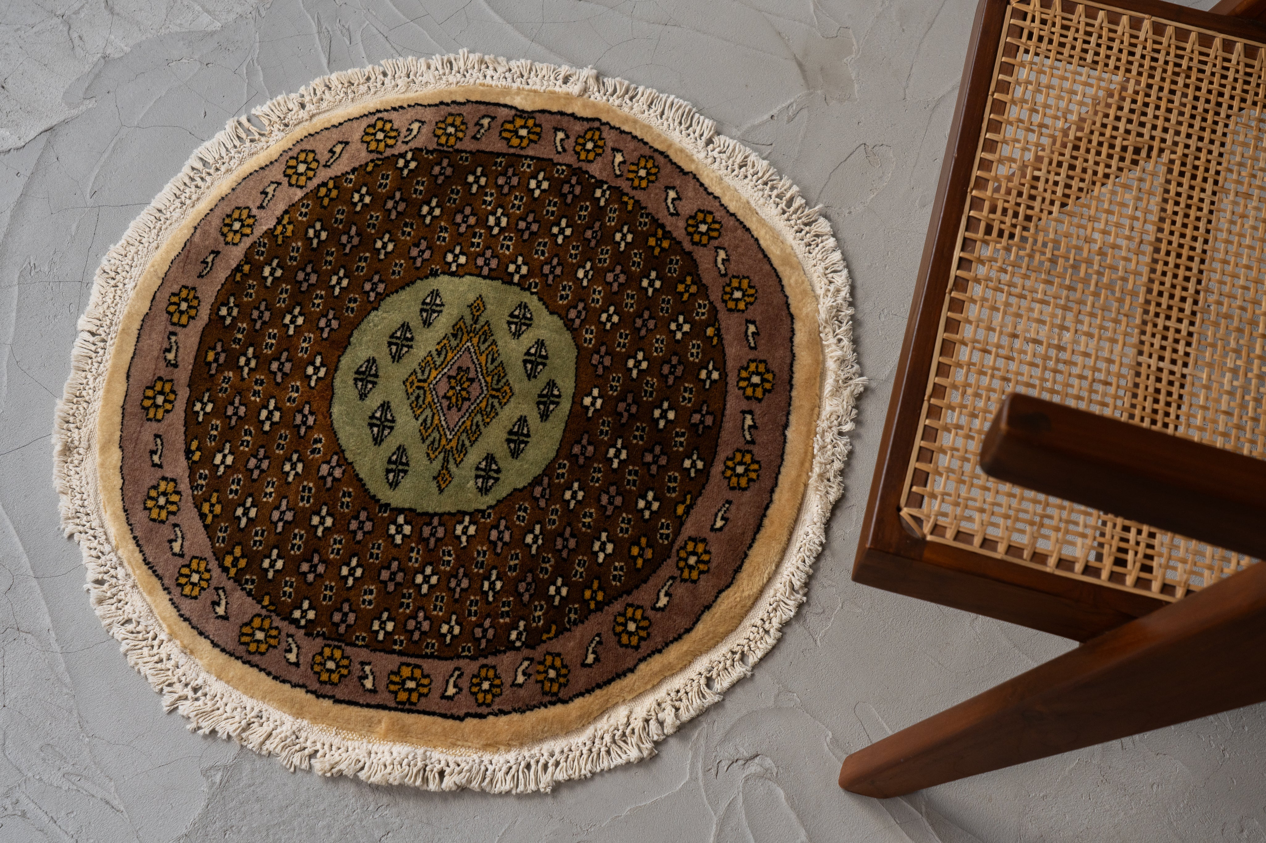 パキスタン産 1990年代 パキスタンラグ】手織り絨毯-アンティークラグ