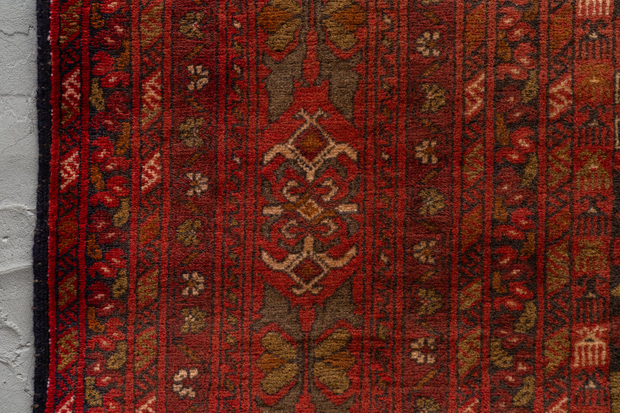 アフガニスタン産 1980年代 トルクメンラグ】トライバルラグ-手織り