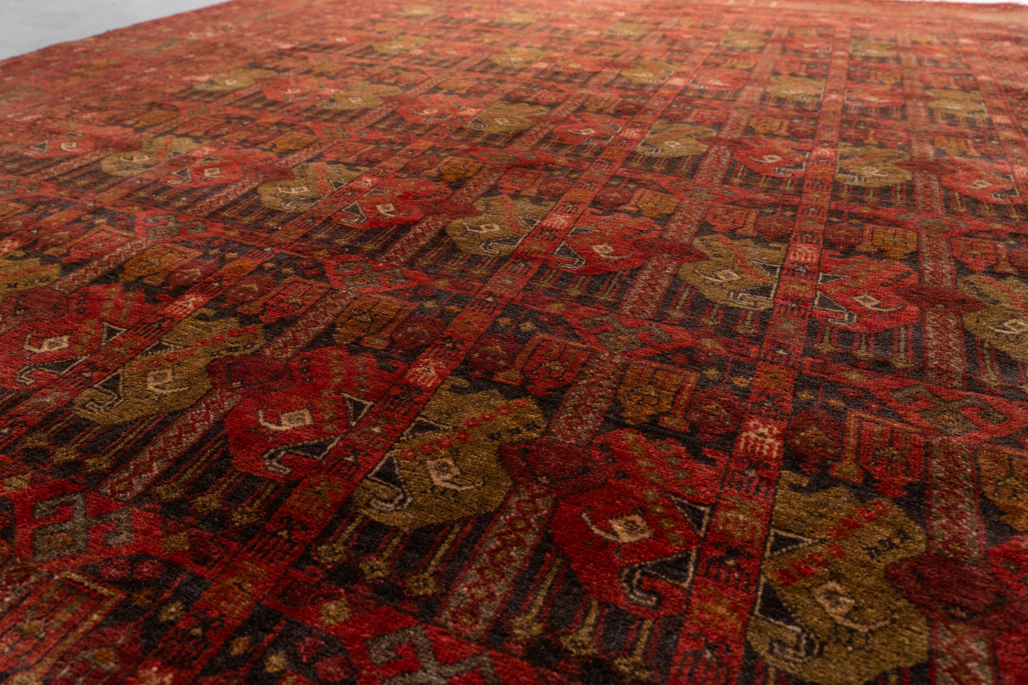 アフガニスタン産 1980年代 トルクメンラグ】トライバルラグ-手織り