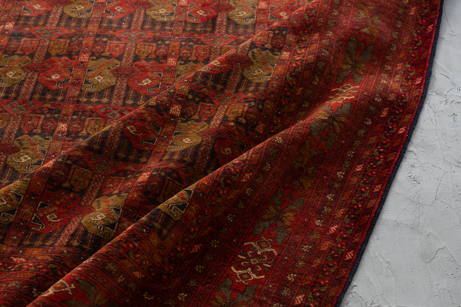 アフガニスタン産 1980年代 トルクメンラグ】トライバルラグ-手織り