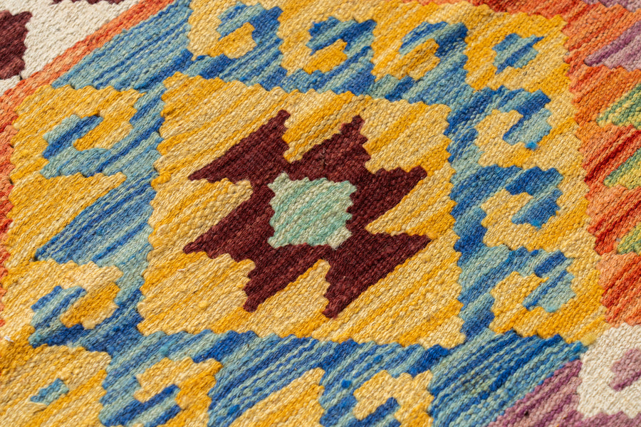 キリム マイマナ産手織り トライバル ビンテージ 96x99cm maimana