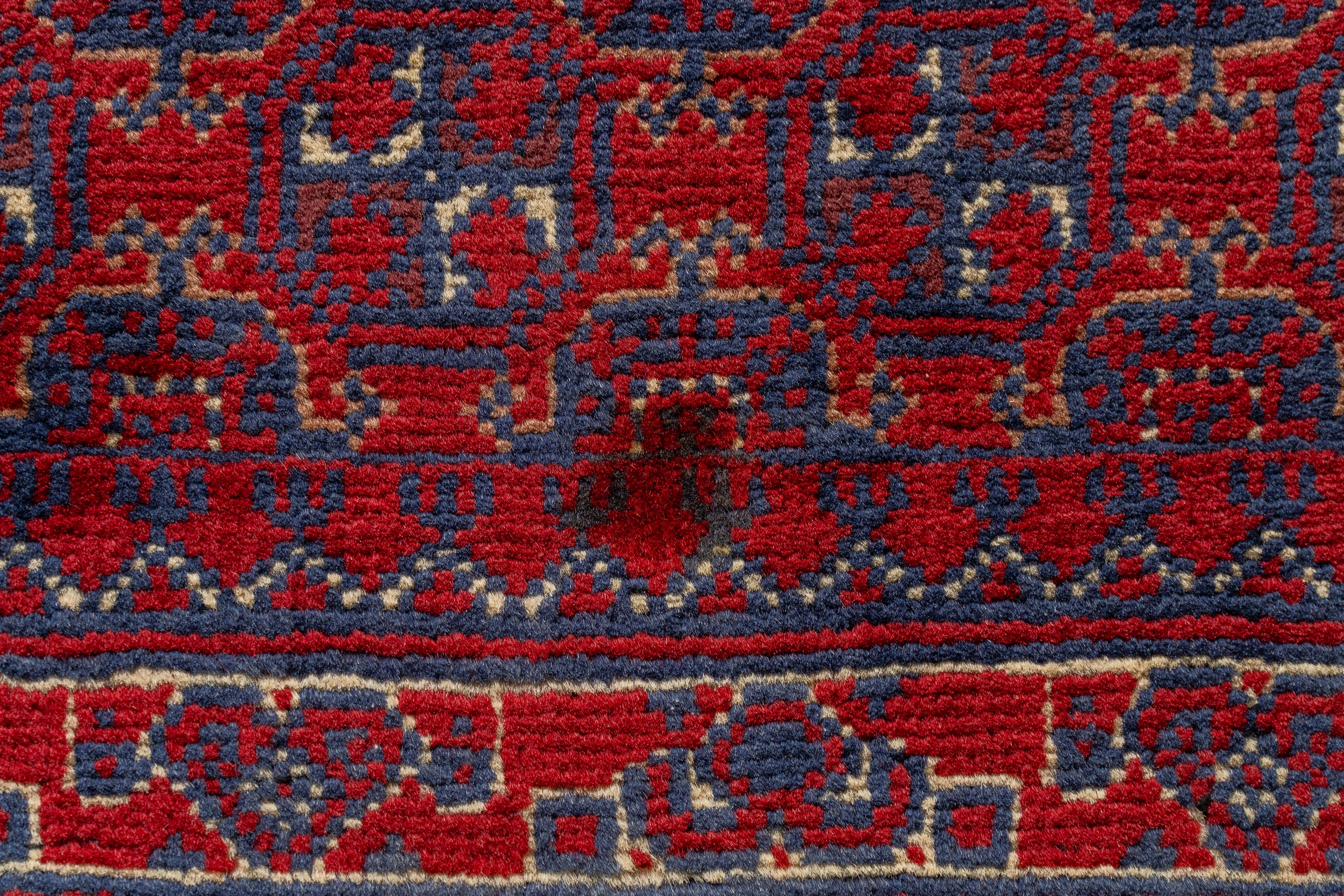 アフガニスタン産 1980年代 トルクメンラグ】トライバルラグ-手織り
