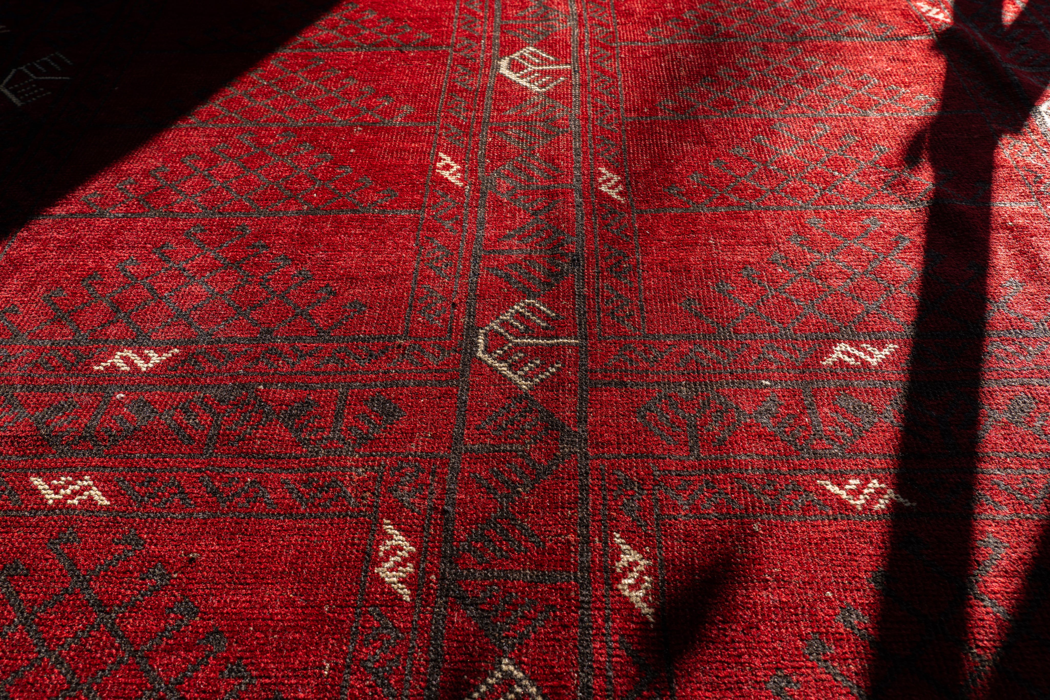 アフガニスタン産 1940年代 トルクメンラグ】トライバルラグ-手織り