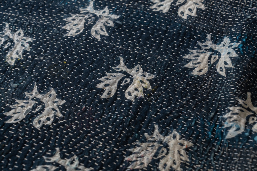 インド産　ヴィンテージ　カンタキルト　パッチワーク　手織り刺繍　手刺繍　ラリーキルト　ソファカバー　ヴィンテージ雑貨　民芸品　キルト専門店　amaleh