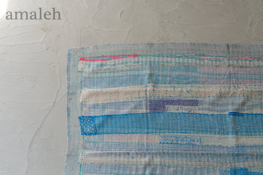 インド産　ヴィンテージ　カンタキルト　パッチワーク　手織り刺繍　手刺繍　ラリーキルト　ソファカバー　ヴィンテージ雑貨　民芸品　キルト専門店　amaleh