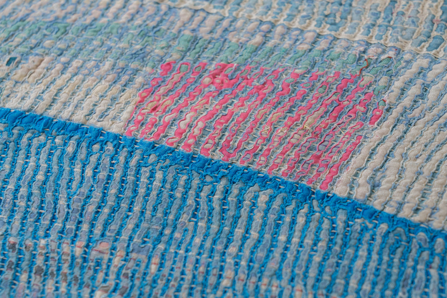 インド産　ヴィンテージ　カンタキルト　パッチワーク　手織り刺繍　手刺繍　ラリーキルト　ソファカバー　ヴィンテージ雑貨　民芸品　キルト専門店　amaleh