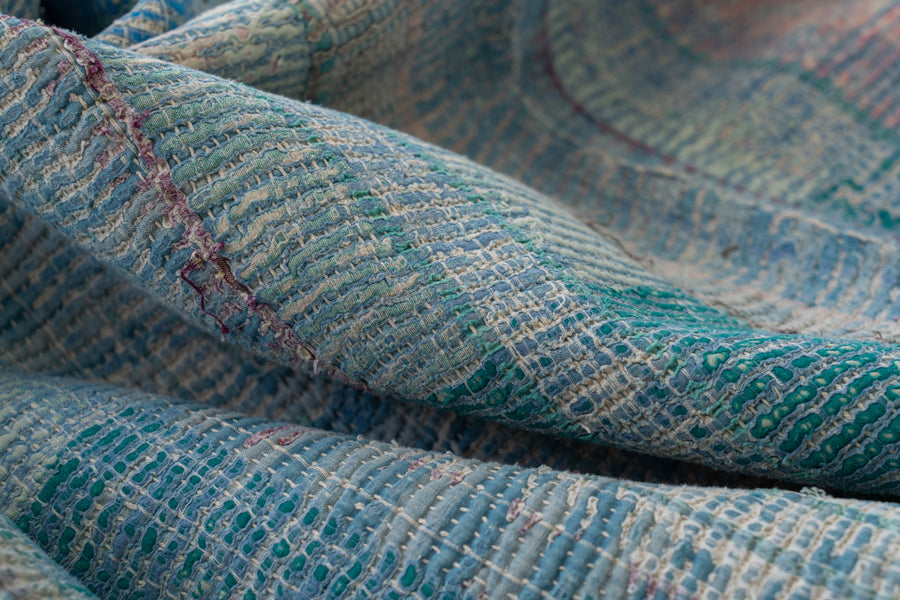 インド産　ヴィンテージ　カンタキルト　パッチワーク　手織り刺繍　手刺繍　ラリーキルト　ソファカバー　ヴィンテージ雑貨　民芸品　キルト専門店　amaleh