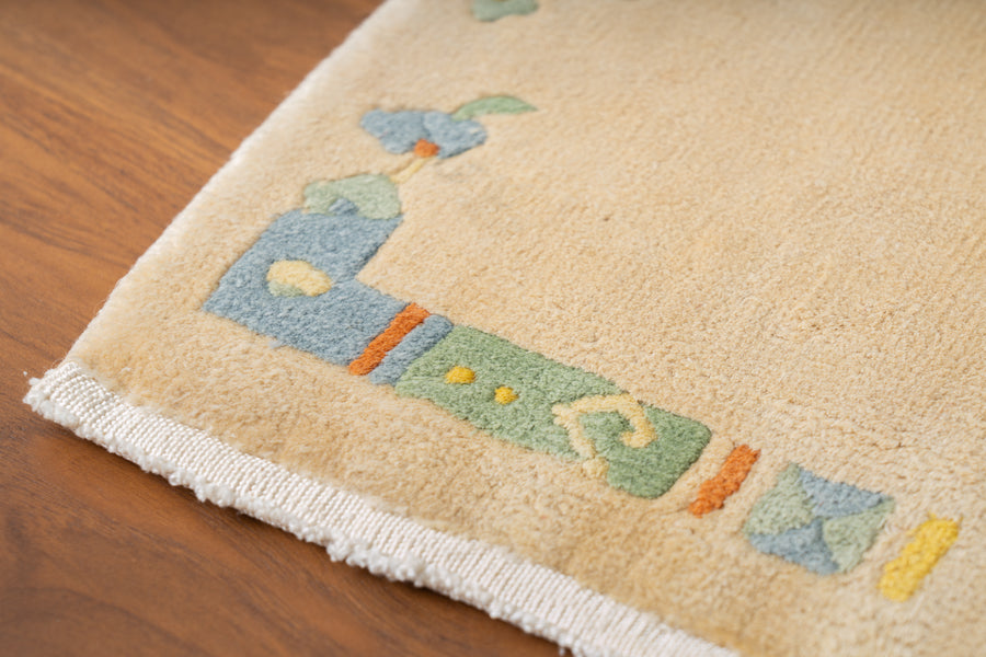 チベット産　1990年代　ミニラグ　ヴィンテージミニラグ　小さなサイズの絨毯　ヴィンテージラグ　手織り絨毯　ヴィンテージラグ専門店amaleh 通販