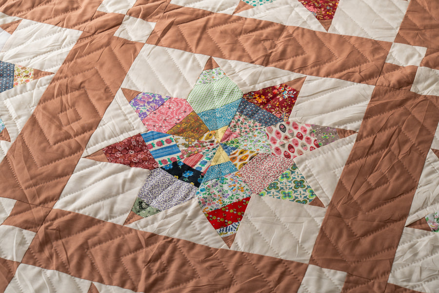 アンティークキルトパッチワーク手縫い　　　　　　　ヴィンテージ1950 U.S.ヴィンテージ-アメリカンキルト・パッチワークキルト