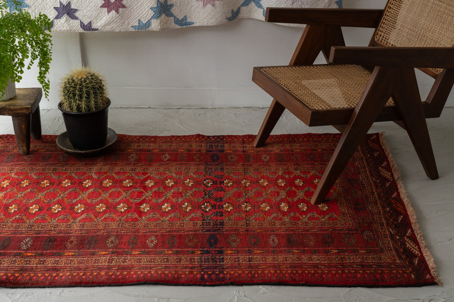 アフガニスタン産 1980年代 トルクメンラグ】手織り絨毯