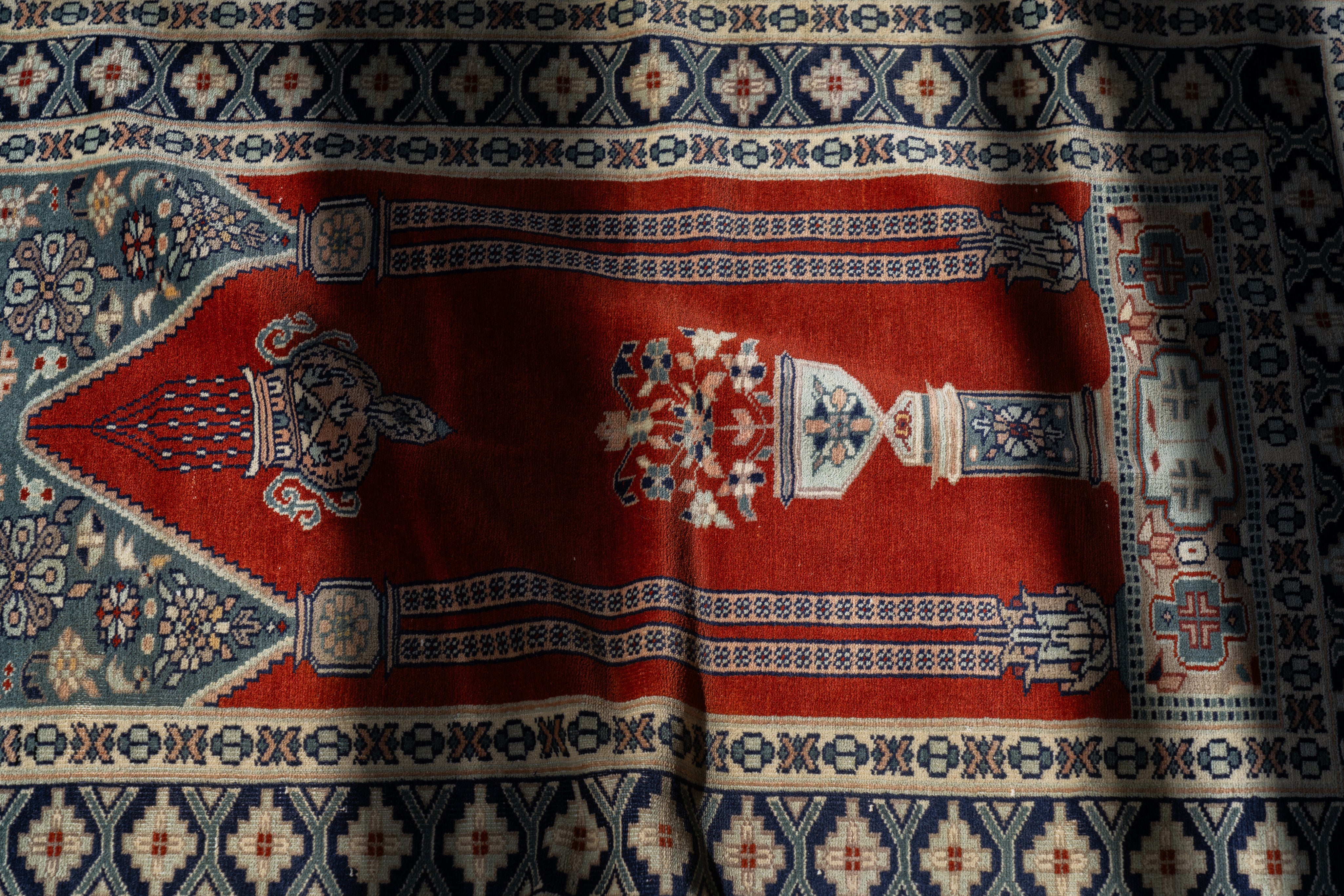 パキスタン産 1990年代 ヴィンテージラグ】手織り絨毯-ヴィンテージ