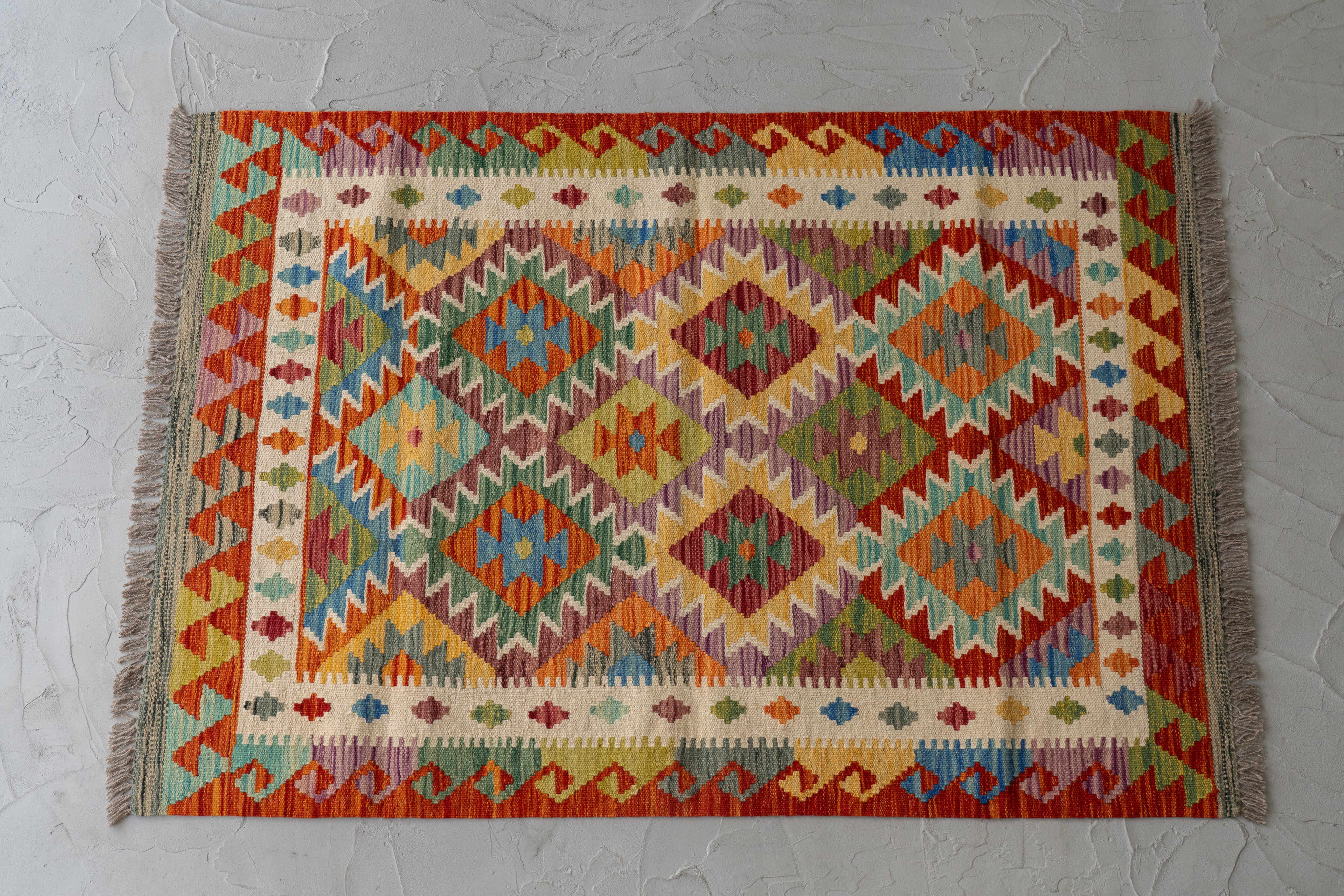 美品ヴィンテージアフガンキリム　145×102cm アフガニスタン産 2000年代 ヴィンテージラグ】ホドラングキリム