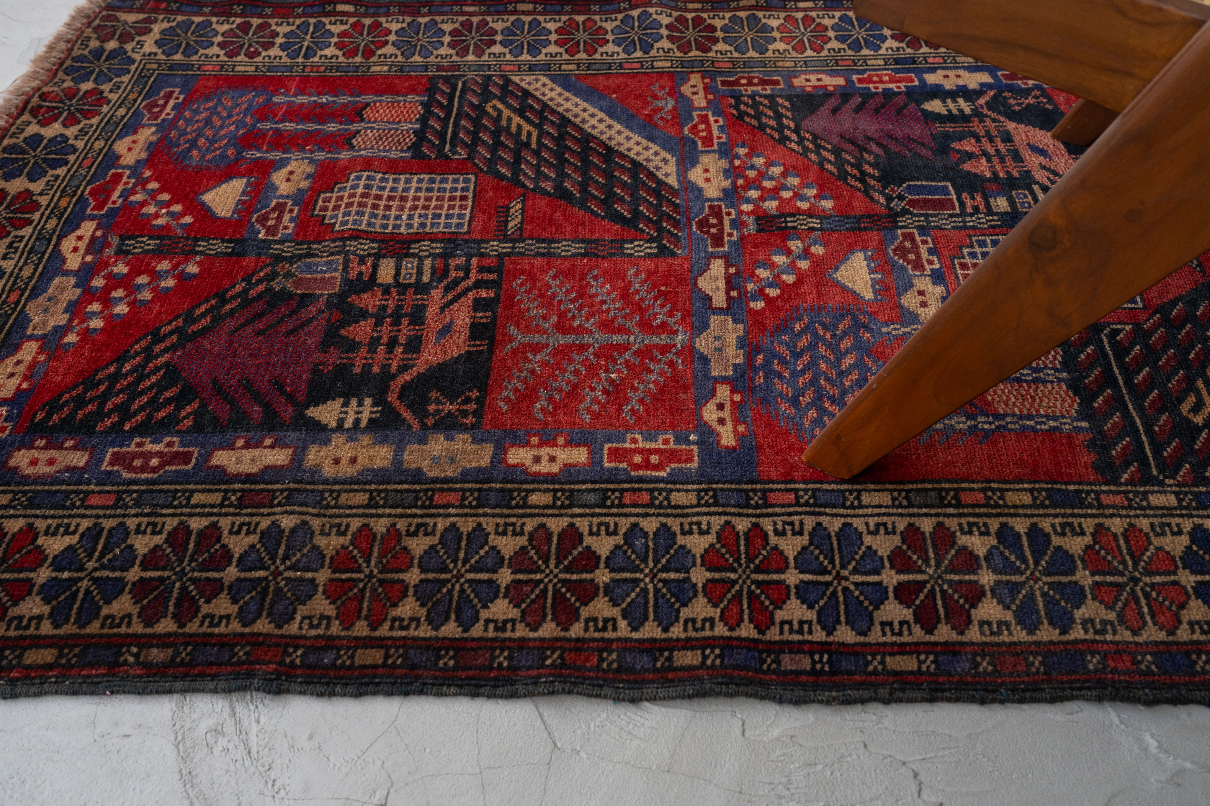 1990s アフガニスタン産 手織り トライバルラグ アフガニスタン産 1990年代 手織り絨毯】トライバルラグ-ヴィンテージ