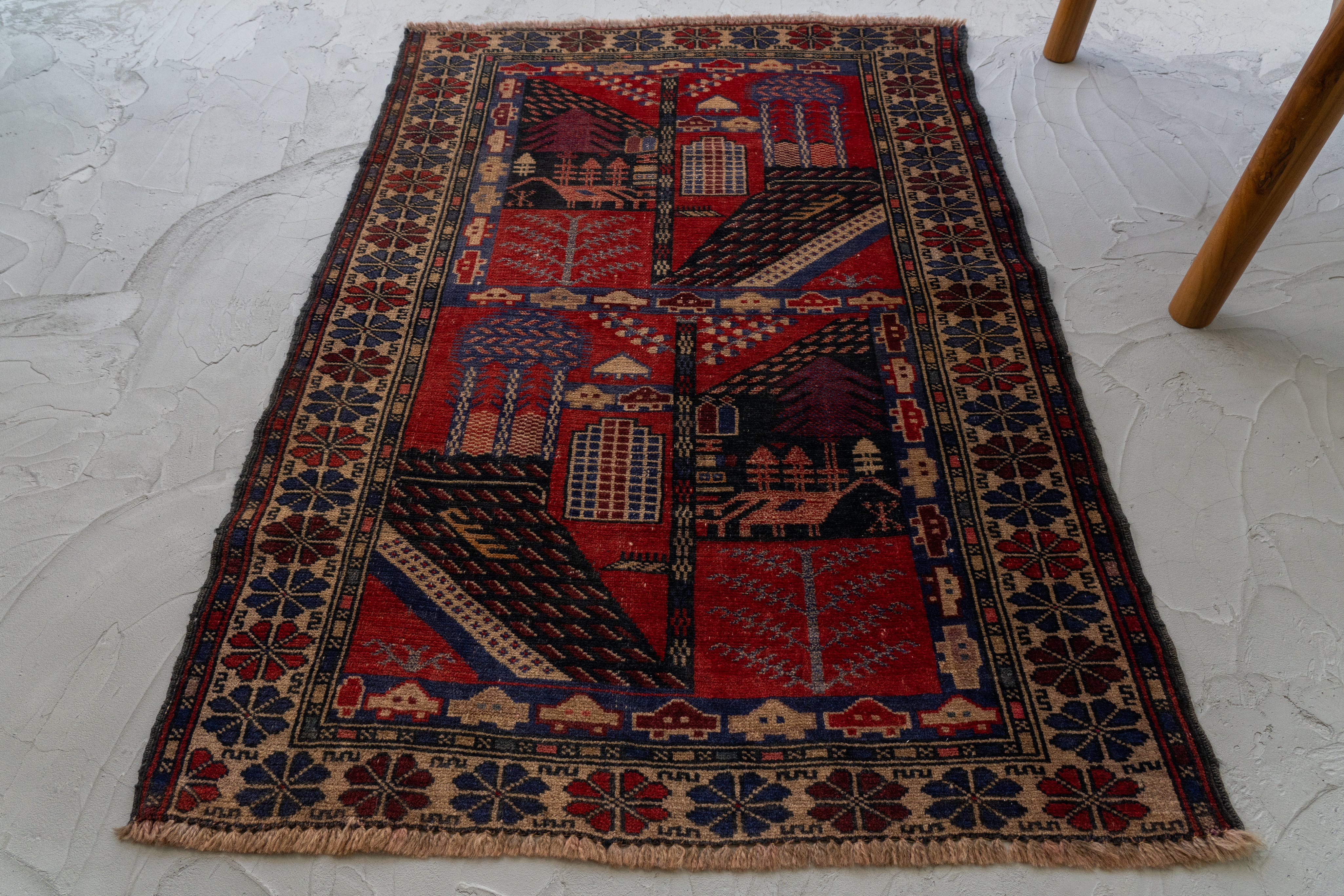 アフガニスタン産 1990年代 手織り絨毯】トライバルラグ-ヴィンテージ