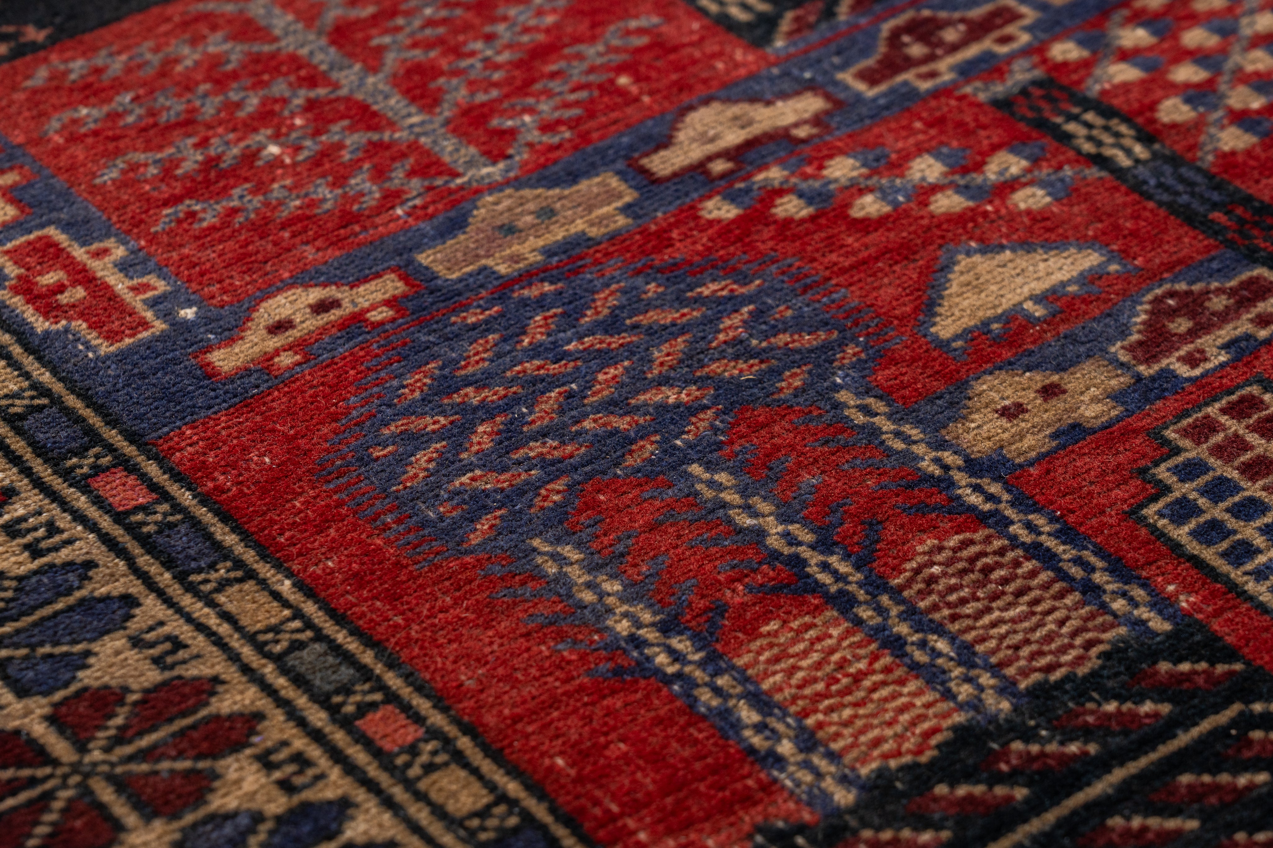 アフガニスタン産 1990年代 手織り絨毯】トライバルラグ-ヴィンテージ